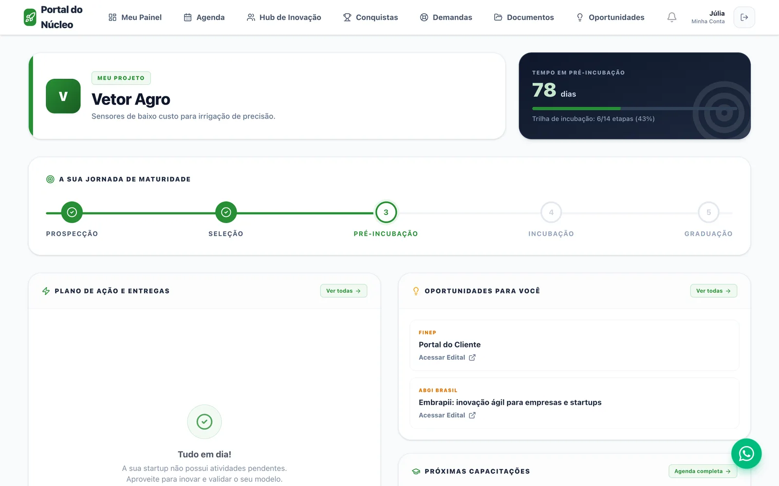 Tela do sistema: Portal do empreendedor (dados de demonstração)